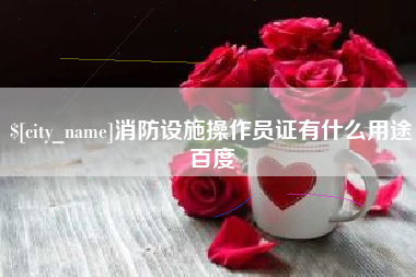 海宁消防设施操作员证有什么用途百度