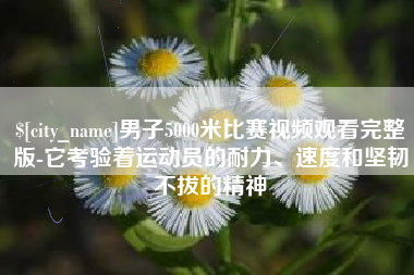 海宁男子5000米比赛视频观看完整版-它考验着运动员的耐力、速度和坚韧不拔的精神