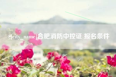 海宁合肥消防中控证 报名条件